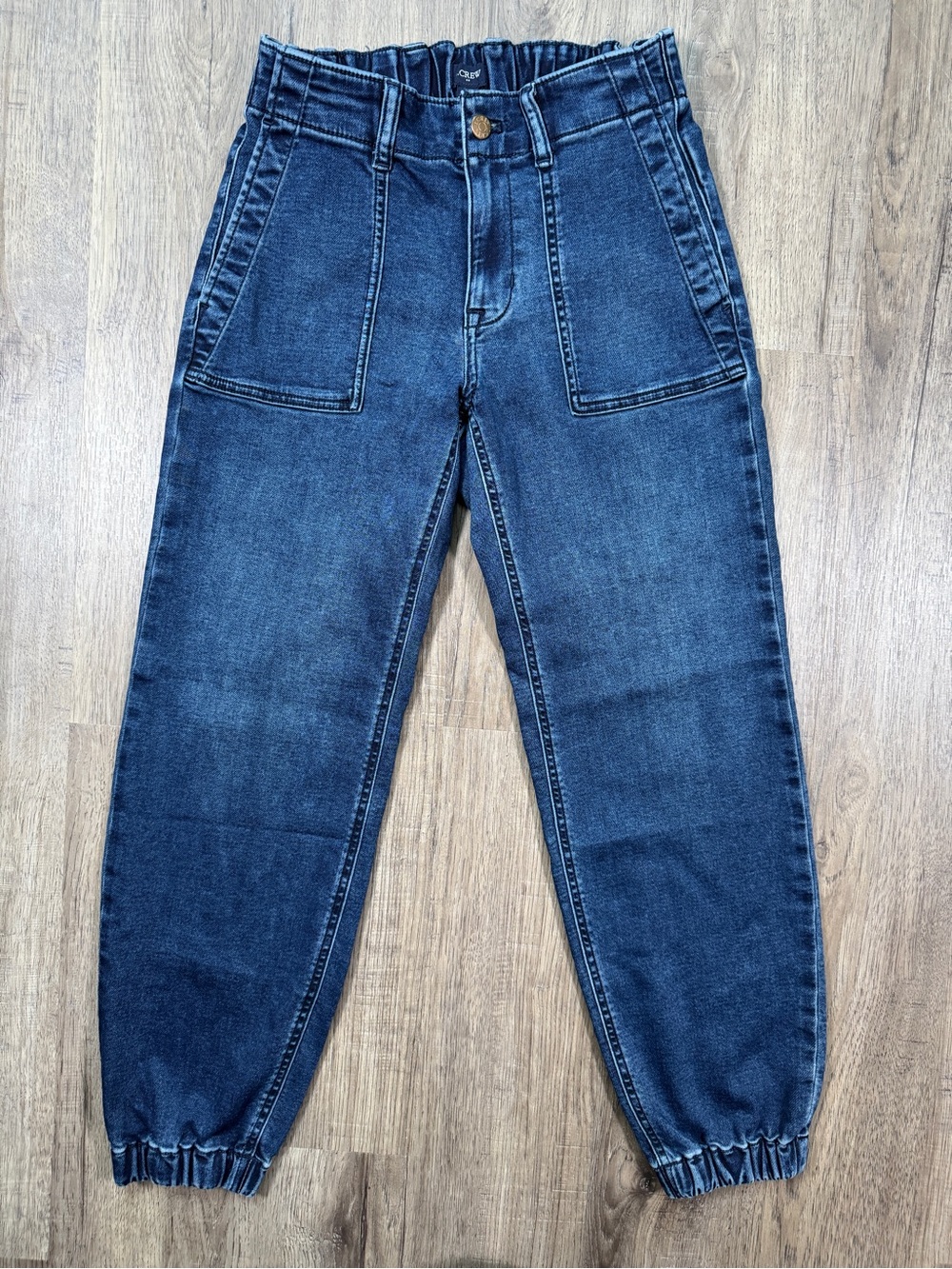 J.Crew Denim Jogger Pants Dark Wash Elastic Waist Cuffed Ankle Size 25